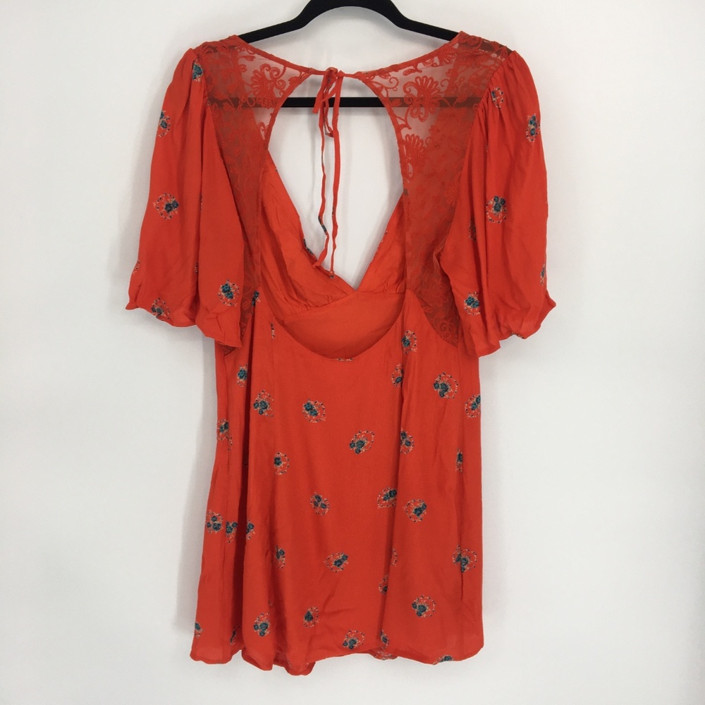 Free People Red Mockingbird Embroidered Mini Dress - Picture 8 of 8